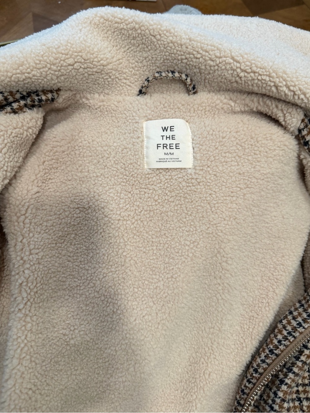 Free People Spearmint Cozy Houndstooth Sherpa-Collar Bomber Jacket - Medium - Picture 7 of 8